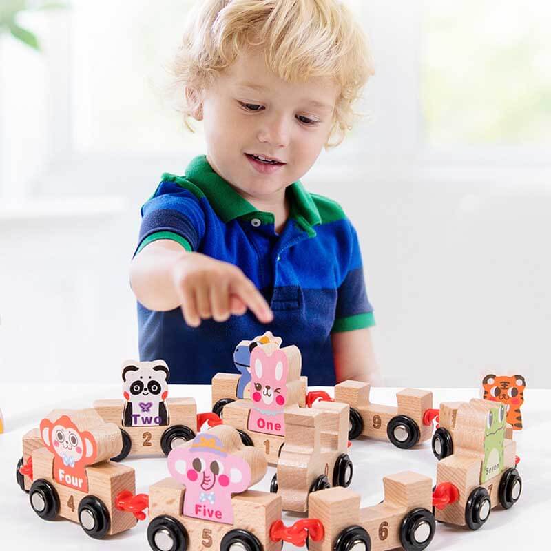 Wooden Animals Train Set