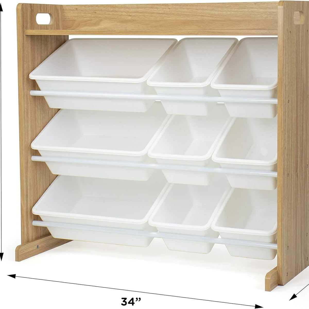 Wooden Toy Organizer with Shelf and 9 Storage Bins