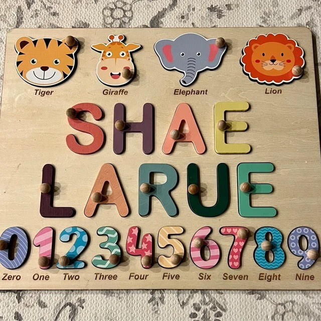 Unique Personalized Wooden Baby Name Puzzle – Custom Toddler Toy Gift, Puzzle Piece Names, Ideal Keepsake for Babies 18 Months, Best Baby Shower Gift