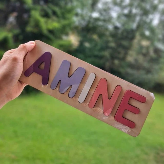 Unique Personalized Wooden Baby Name Puzzle – Custom Toddler Toy Gift, Puzzle Piece Names, Ideal Keepsake for Babies 18 Months, Best Baby Shower Gift