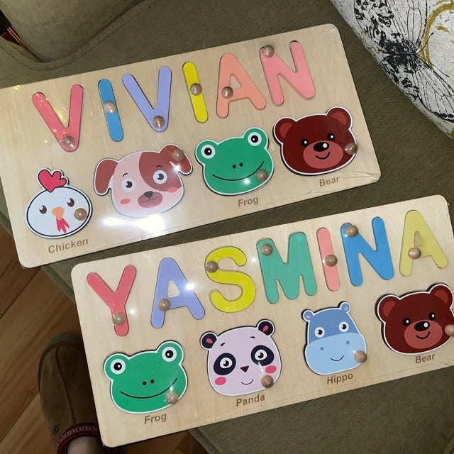 Unique Personalized Wooden Baby Name Puzzle – Custom Toddler Toy Gift, Puzzle Piece Names, Ideal Keepsake for Babies 18 Months, Best Baby Shower Gift