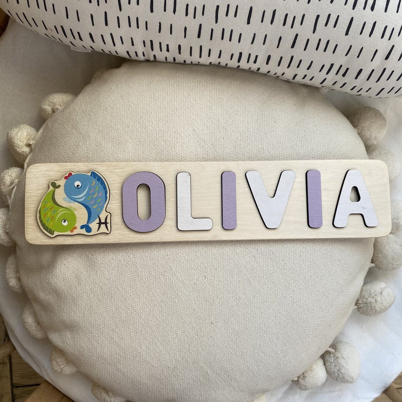 Personalized Wooden Baby Name Puzzle - Montessori Toddler Toy for Baby Room Decor and Learning