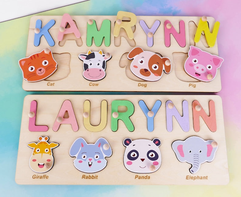 Unique Personalized Wooden Baby Name Puzzle – Custom Toddler Toy Gift, Puzzle Piece Names, Ideal Keepsake for Babies 18 Months, Best Baby Shower Gift