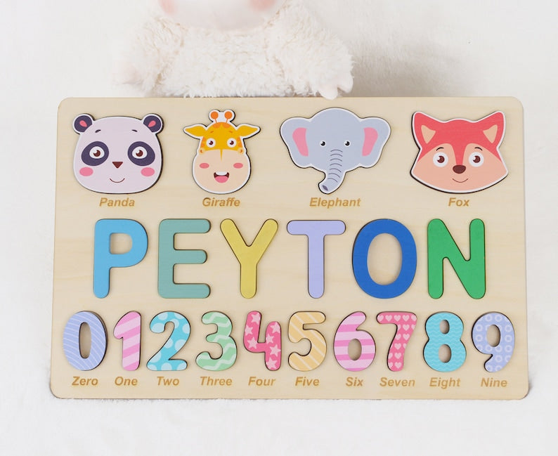 Custom Wooden Baby Name Puzzle – Personalized Toy Gift for Toddlers, Puzzle Piece Names, Baby Keepsake, Best Gift for 18 Months Old