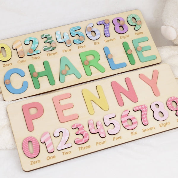 Custom Wooden Baby Name Puzzle – Personalized Toy Gift for Toddlers, Puzzle Piece Names, Baby Keepsake, Best Gift for 18 Months Old