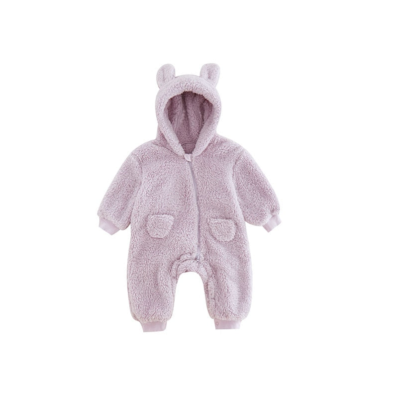 Fluffy Bear Hooded Winter Jumpsuit