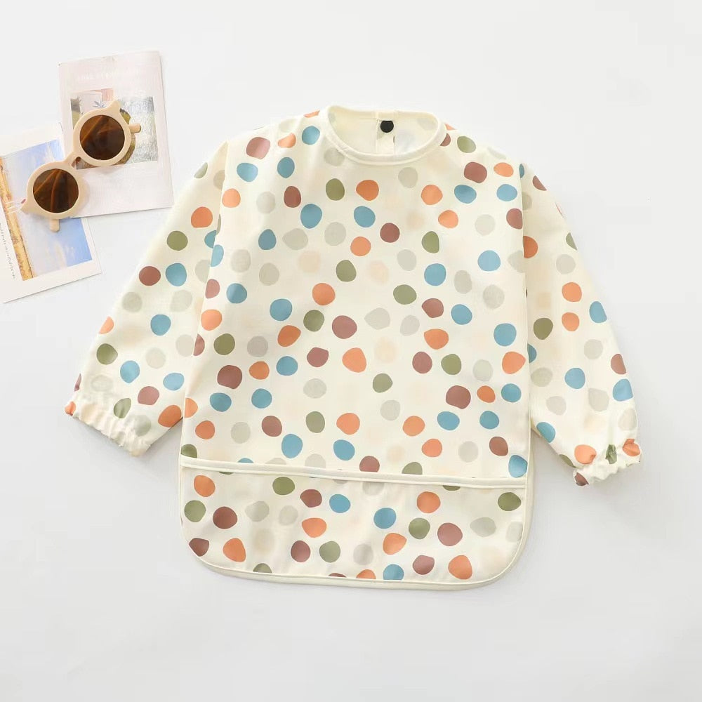 Long Sleeves Bibs/ Babies Waterproof Apron For 0-3 Years