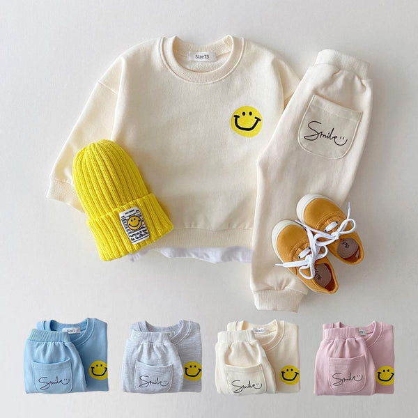 Happy Camper babyset - Smiley-sweatshirt en joggingbroek