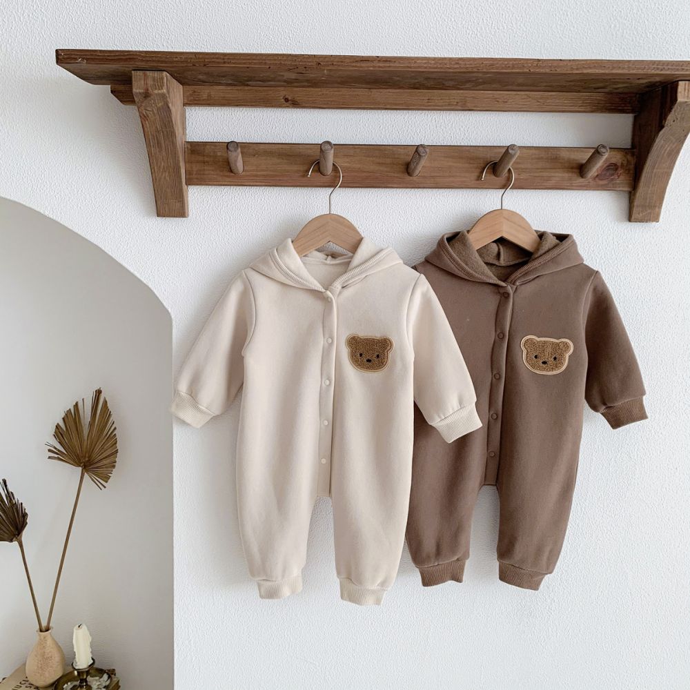 Hooded Baby Romper - The Cozy maple bear