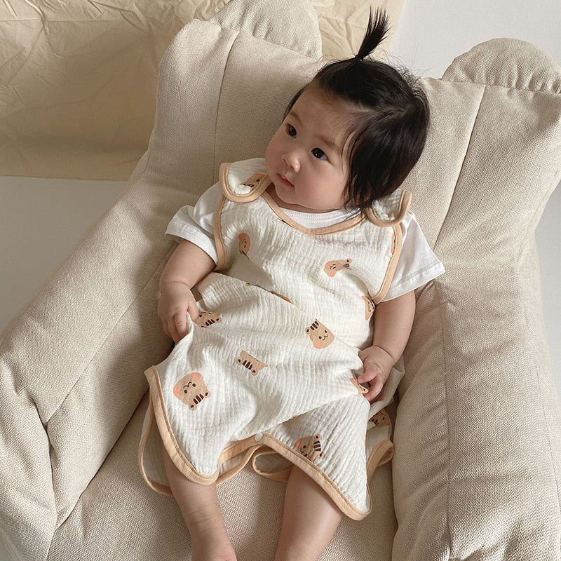 Baby Sleeveless Sleeping Bag / Child  Thin Double-layer Cotton Yarn For 0-3 Year