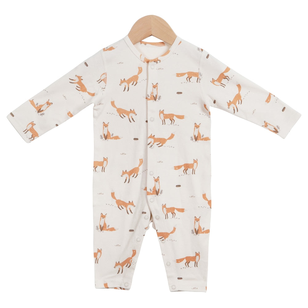 Vintage pattern fox baby romper/ baby jumsuit infant 3-12 months 