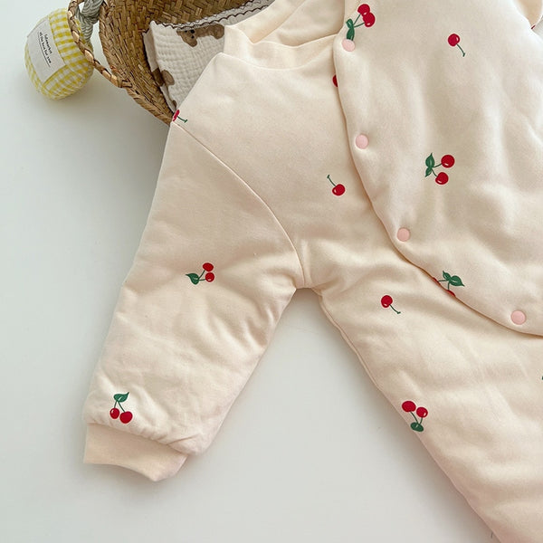 Winter babykleding/rompertje uit één stuk met bloemenprint