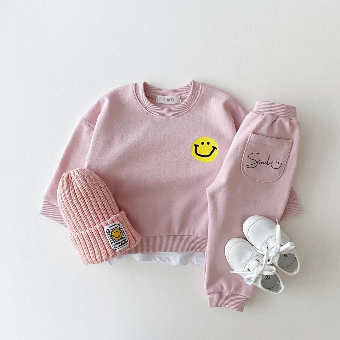 Happy Camper babyset - Smiley-sweatshirt en joggingbroek