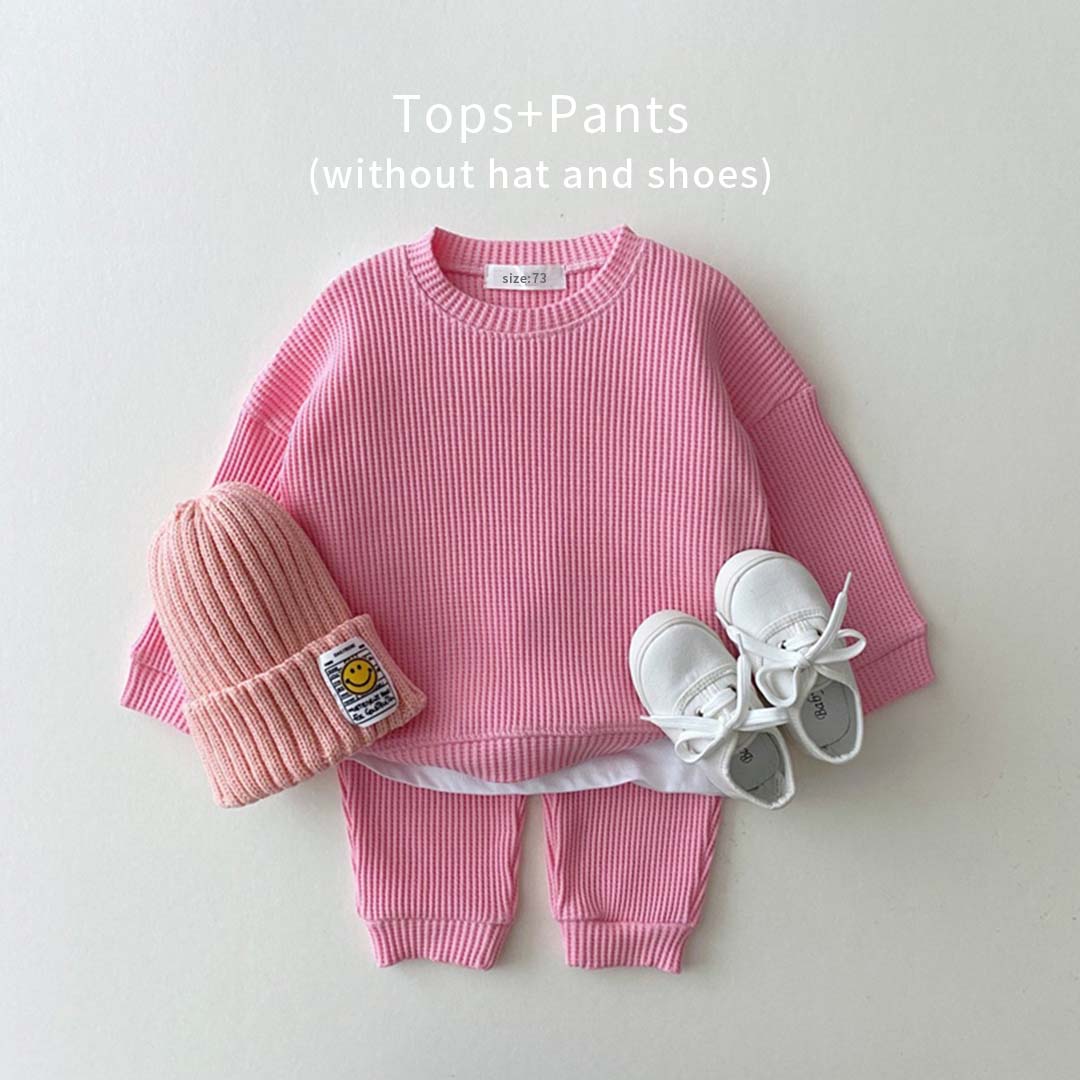 Wafelkatoen Baby Sweatshirt + Broek Outfit