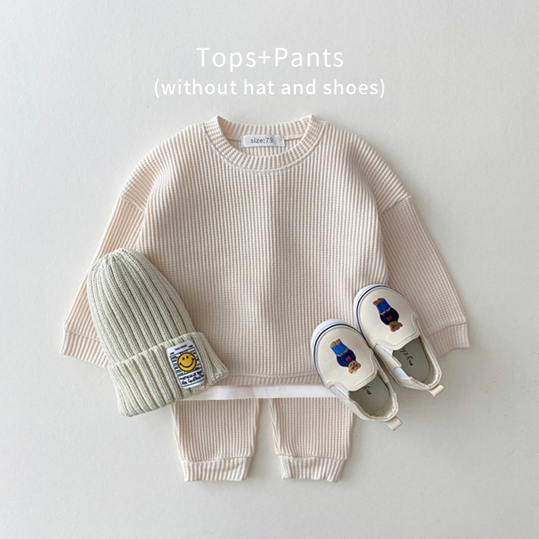 Wafelkatoen Baby Sweatshirt + Broek Outfit