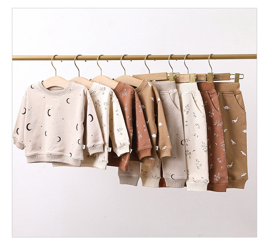 Earth tone Wildflower pattern Baby Set Top+ Pants