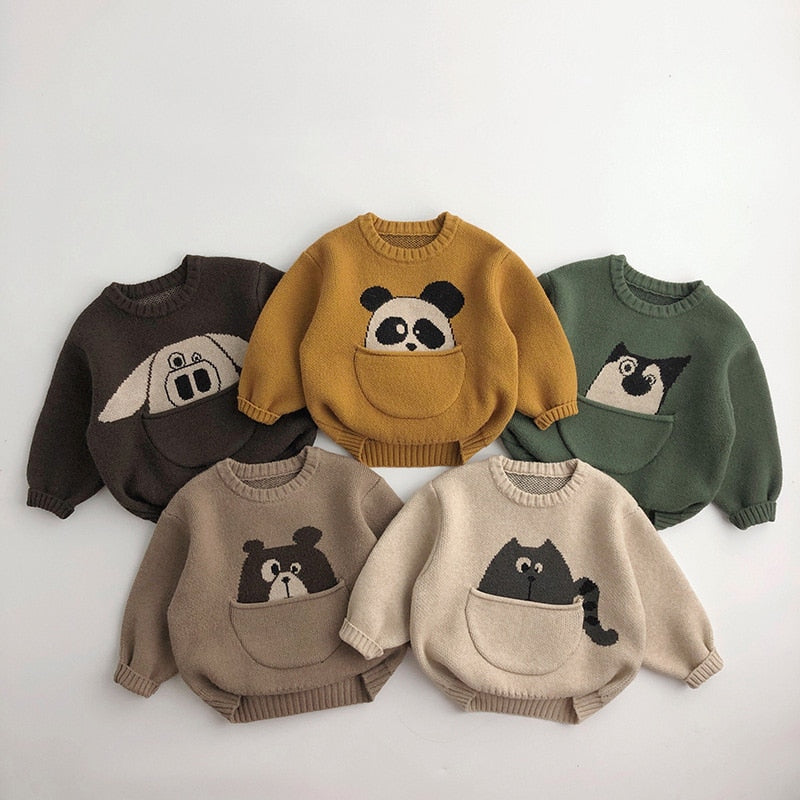 Jongens gebreide pullover outwear cartoon sweater voor 1-6 jr