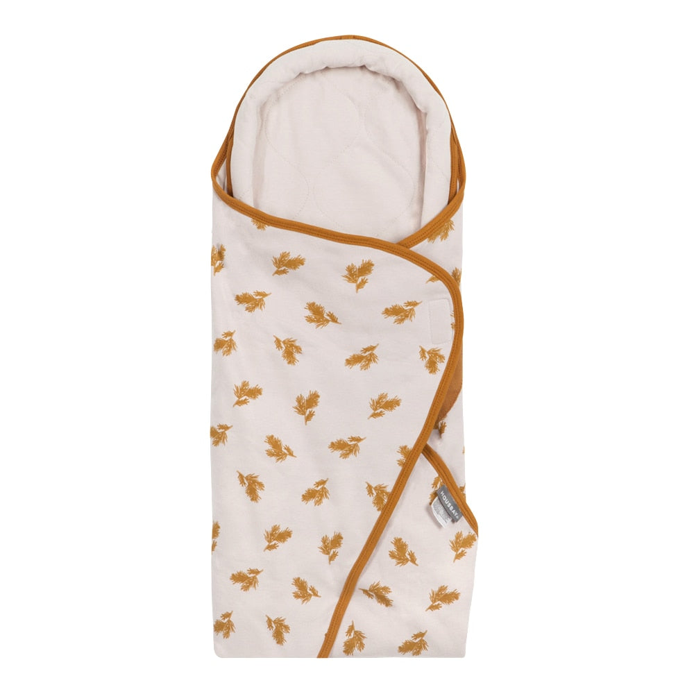 Vintage ear of wheat pattern Image of a cozy and secure newborn baby swaddle sack designed for infant sleep, suitable for 0-3 months with TOG 0.5 rating