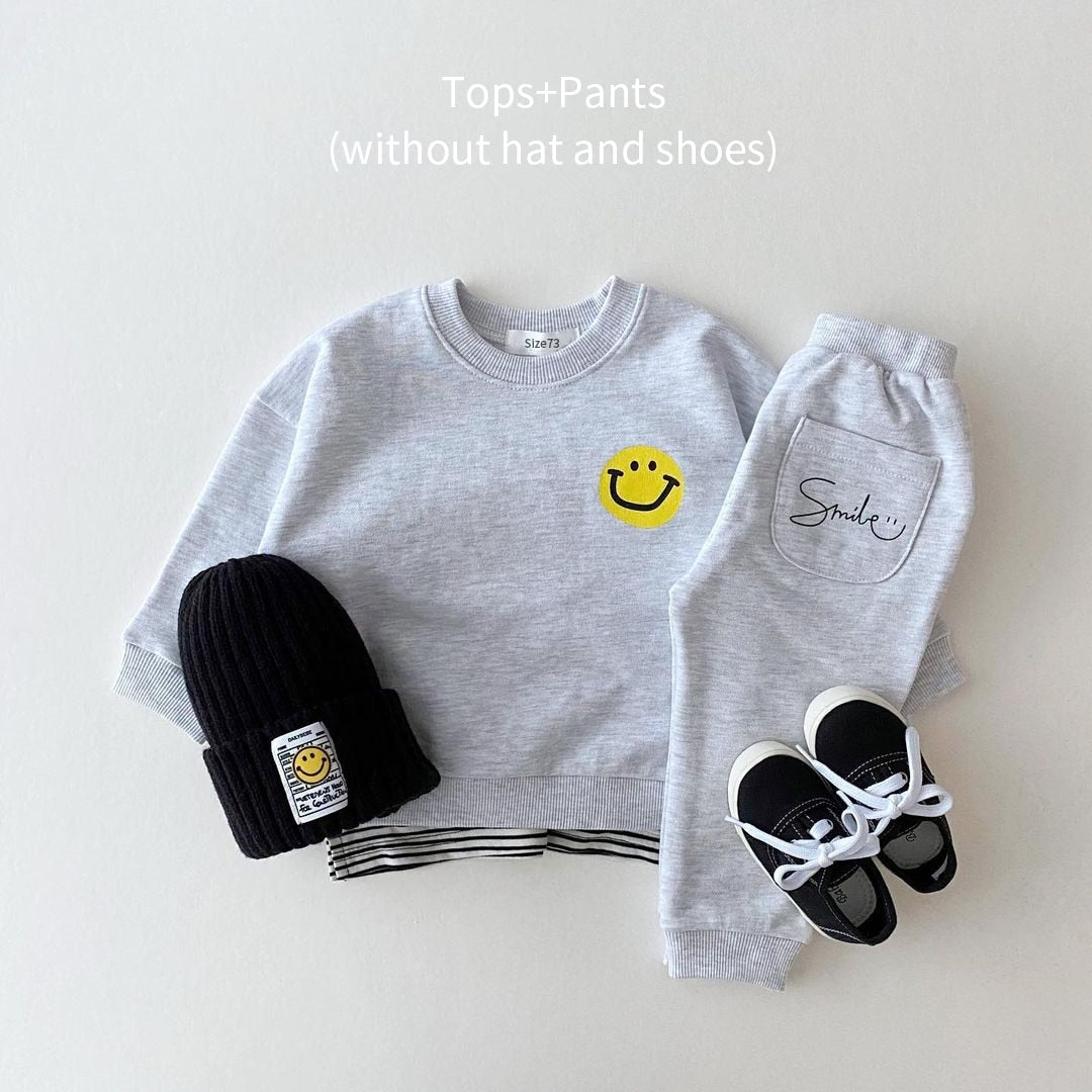 Happy Camper babyset - Smiley-sweatshirt en joggingbroek