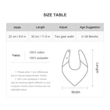 Unisex bibs, suitable for newborns and toddlers ,uper absorbent cotton and polyester fleece size chart 