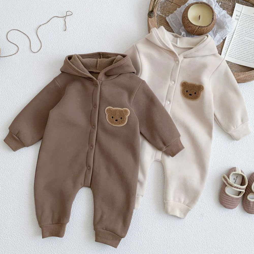 Hooded Baby Romper - The Cozy maple bear