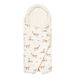 Fox Vintage pattern Image of a cozy and secure newborn baby swaddle sack designed for infant sleep, suitable for 0-3 months with TOG 0.5 rating