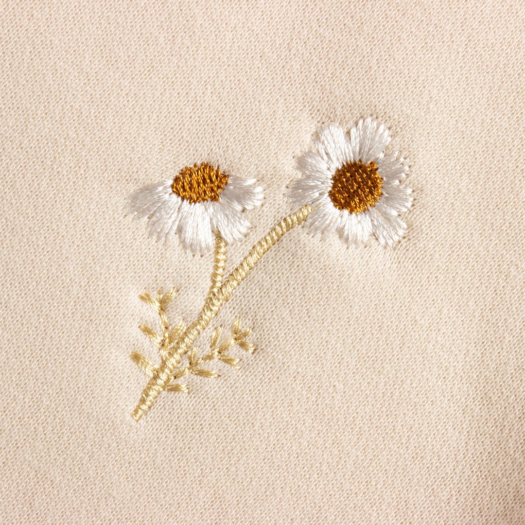 Fleece Embroidery Daisy Pullover Set