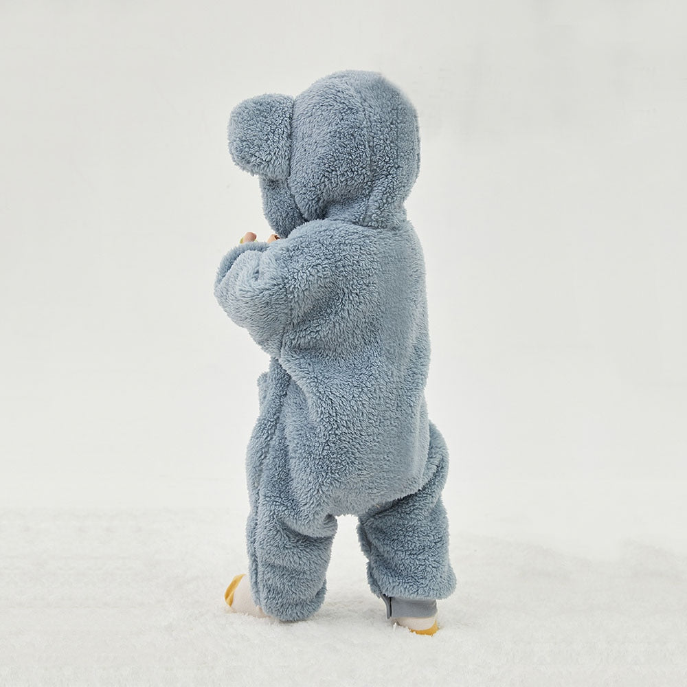 Fluffy Bear Hooded Winter Jumpsuit