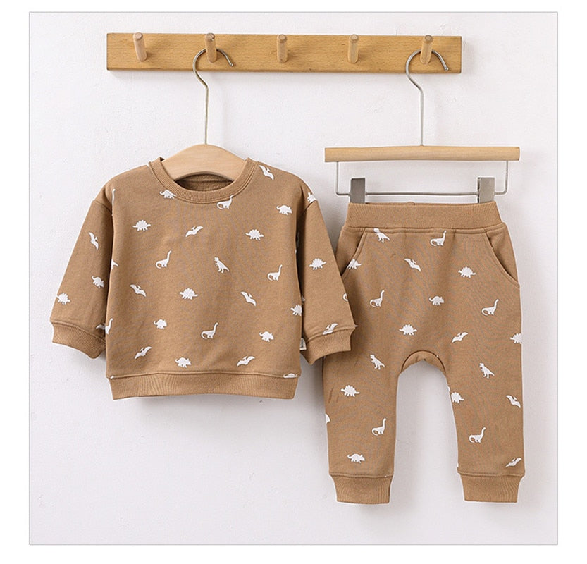 Earth tone Wildflower pattern Baby Set Top+ Pants