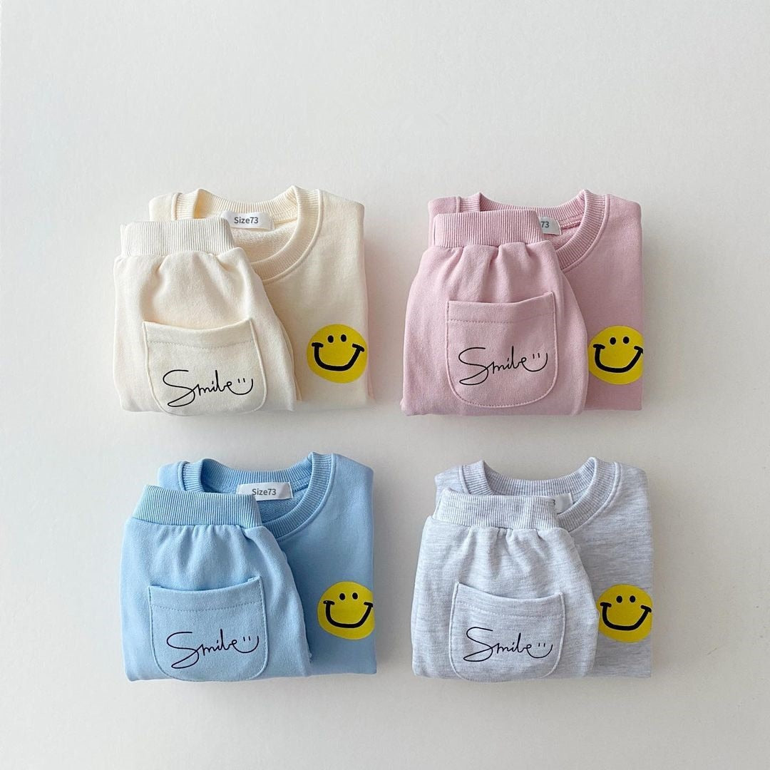 Happy Camper babyset - Smiley-sweatshirt en joggingbroek