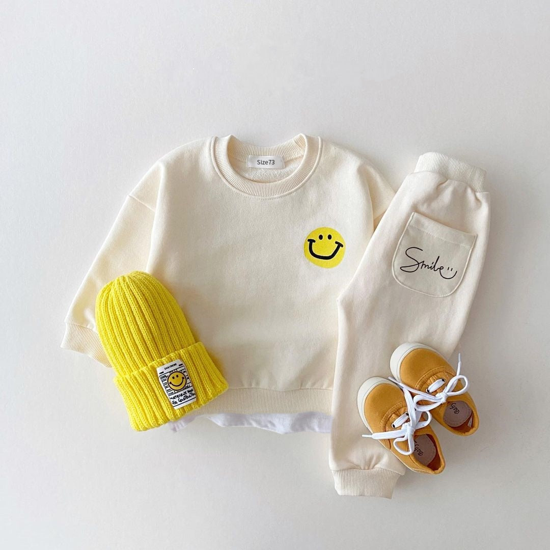 Smiley Sweatshirt + Jogger Pant Outfit