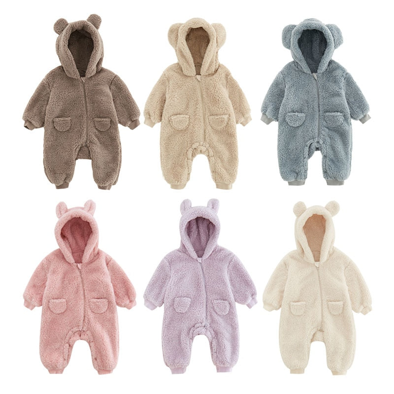 Fluffy Bear Hooded Winter Jumpsuit