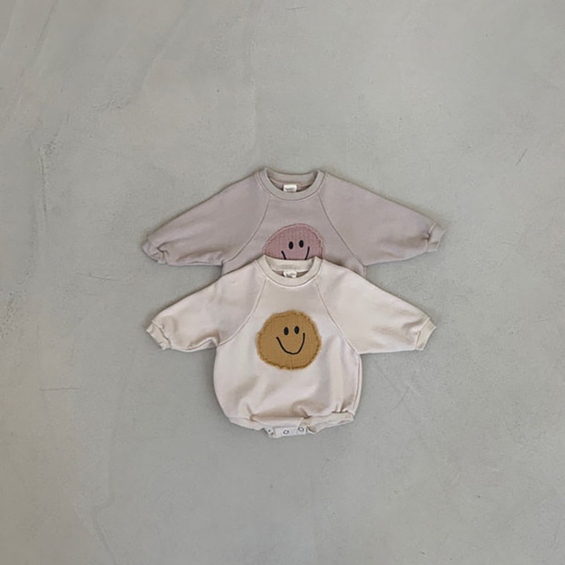 Smiley face baby Sweatshirt Romper