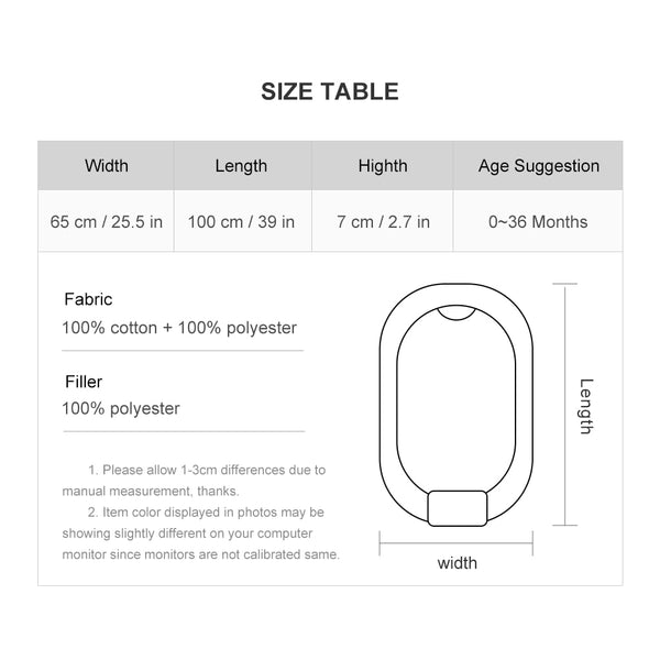 0-3T Baby Nest/  Portable Removable for 0-3 yrs