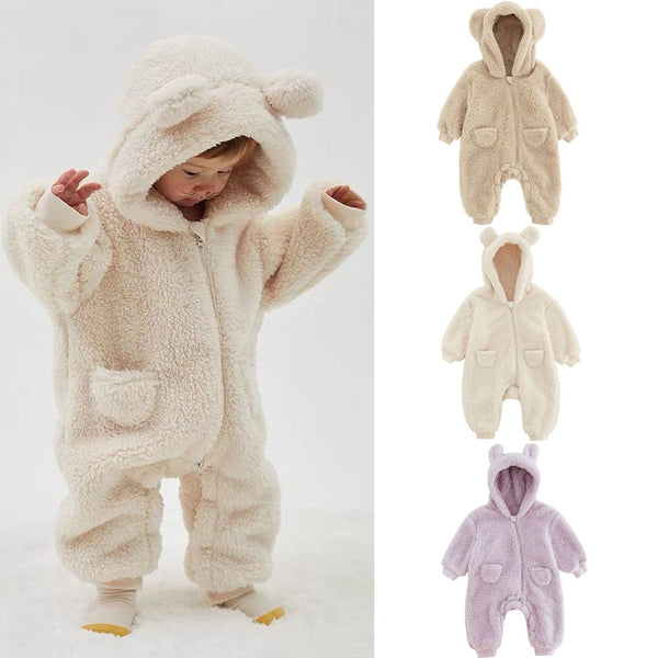 Fluffy Bear Hooded Winter Jumpsuit