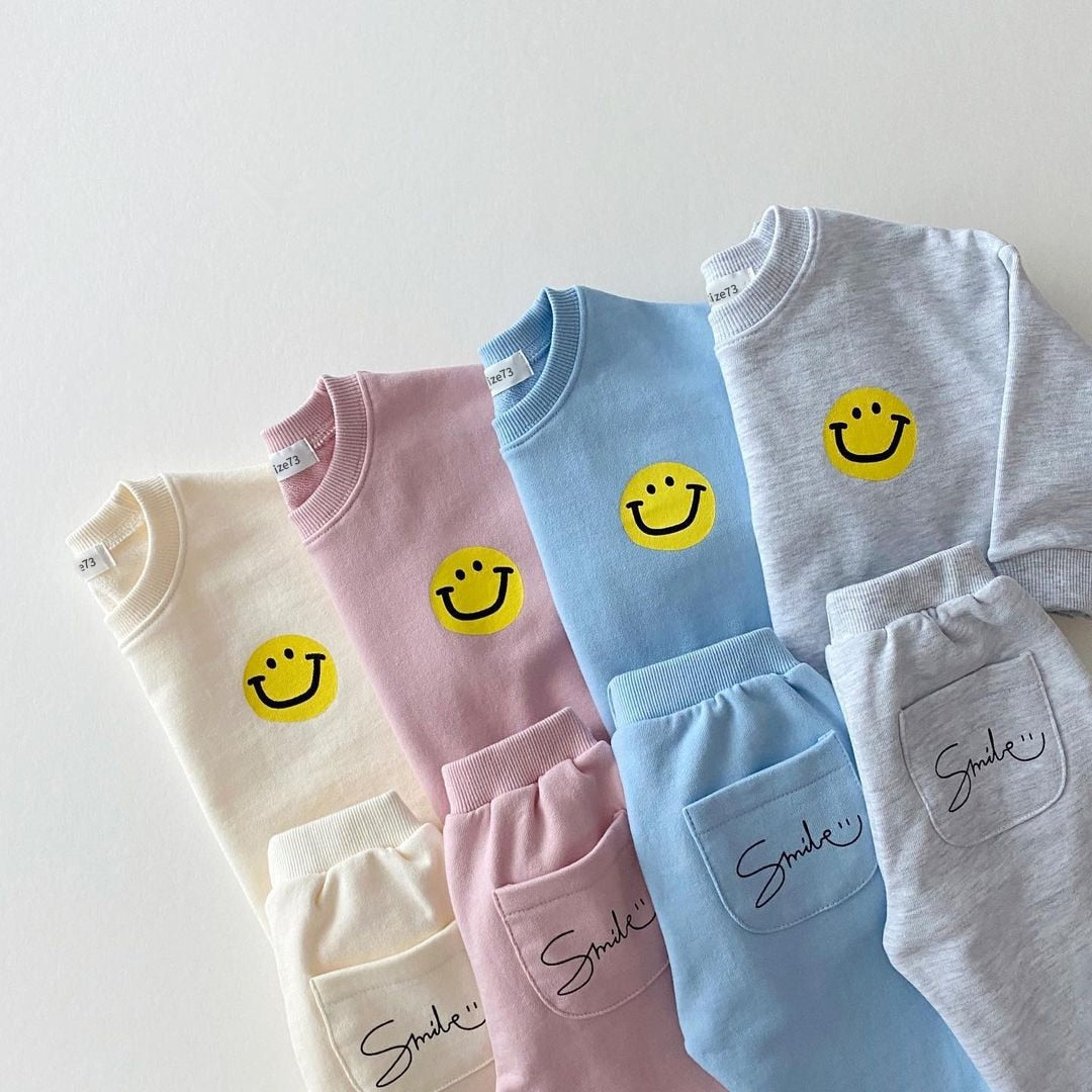 Happy Camper babyset - Smiley-sweatshirt en joggingbroek